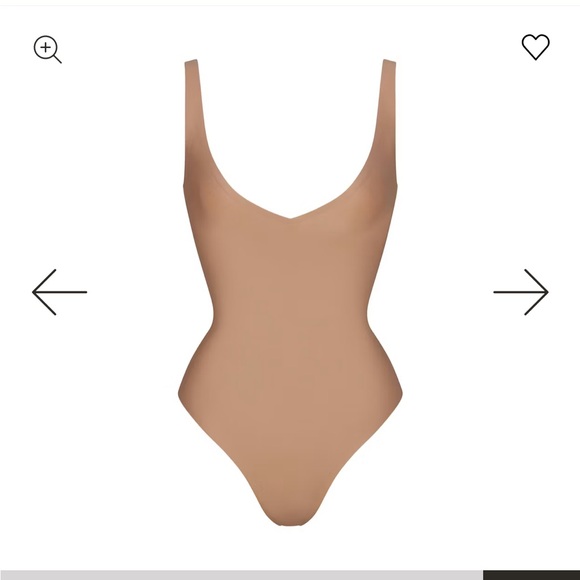 SKIMS Tops - skims Body core shaping Plunge thong bodysuit in clay nwot medium